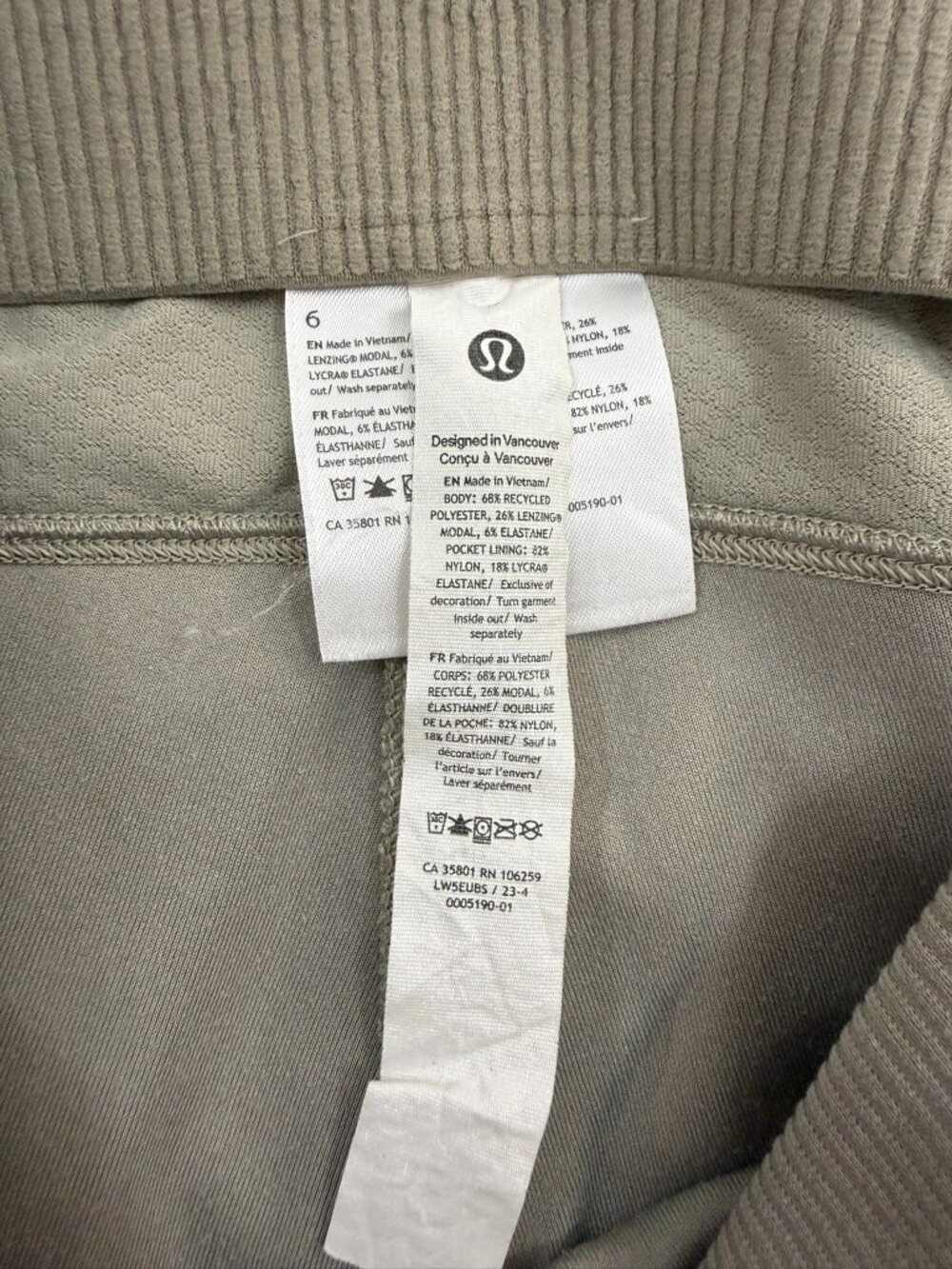 Lululemon Brushed Softstreme Ribbed Zip-Flared Pant Riverstone Size 6 - Picture 7 of 13